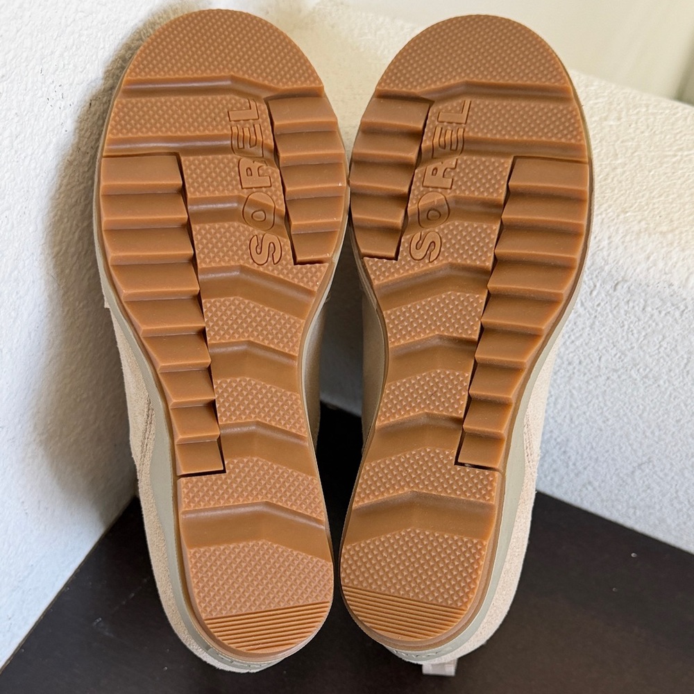 NWOT Sorel Taupe Suede Wedge Lace-Up Ankle Booties. - Picture 11 of 14